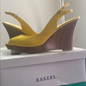 Yellow Peep Toe Wedges